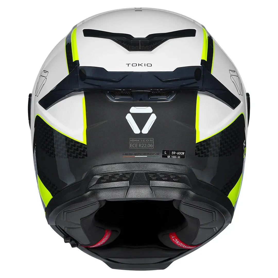 Korda Icon Tokio White Yellow Full Face Helmet