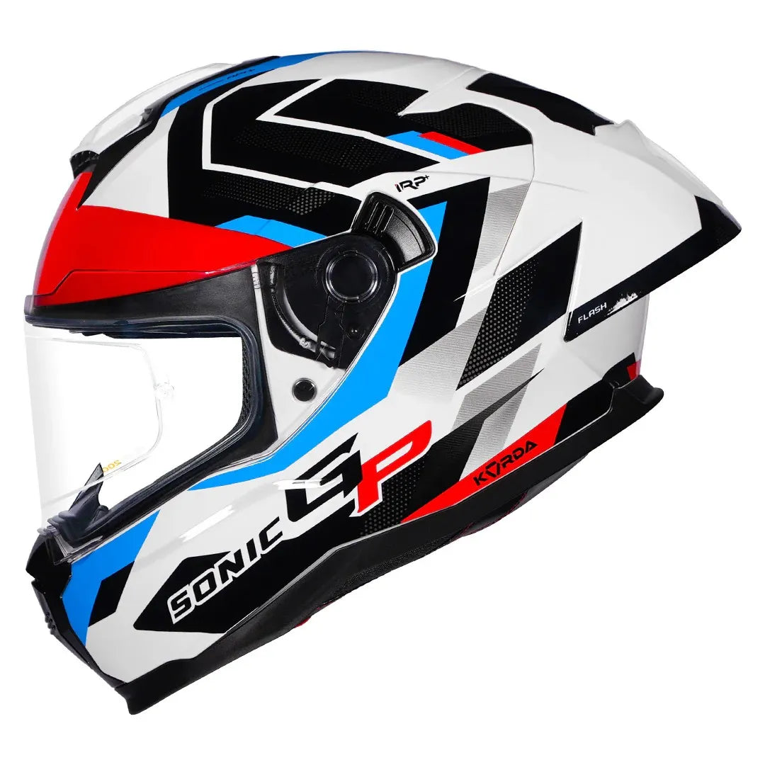 Korda Sonic Gp Flash White Red Blue Full Face Helmet