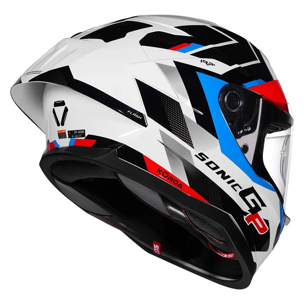 Korda Sonic Gp Flash White Red Blue Full Face Helmet