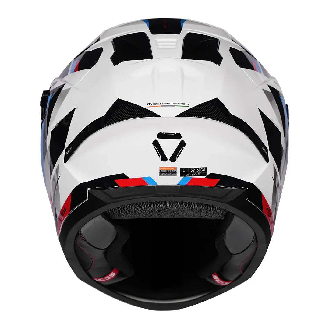 Korda Sonic Gp Flash White Red Blue Full Face Helmet