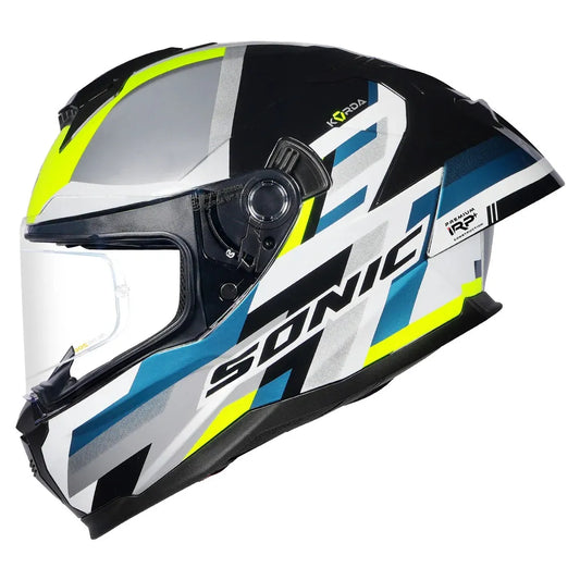 Korda Sonic Gp Moze Gray Fluorescent Yellow Full Face Helmet