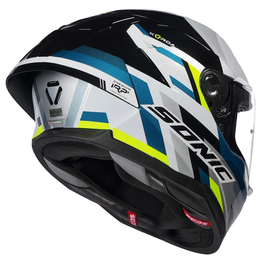Korda Sonic Gp Moze Gray Fluorescent Yellow Full Face Helmet
