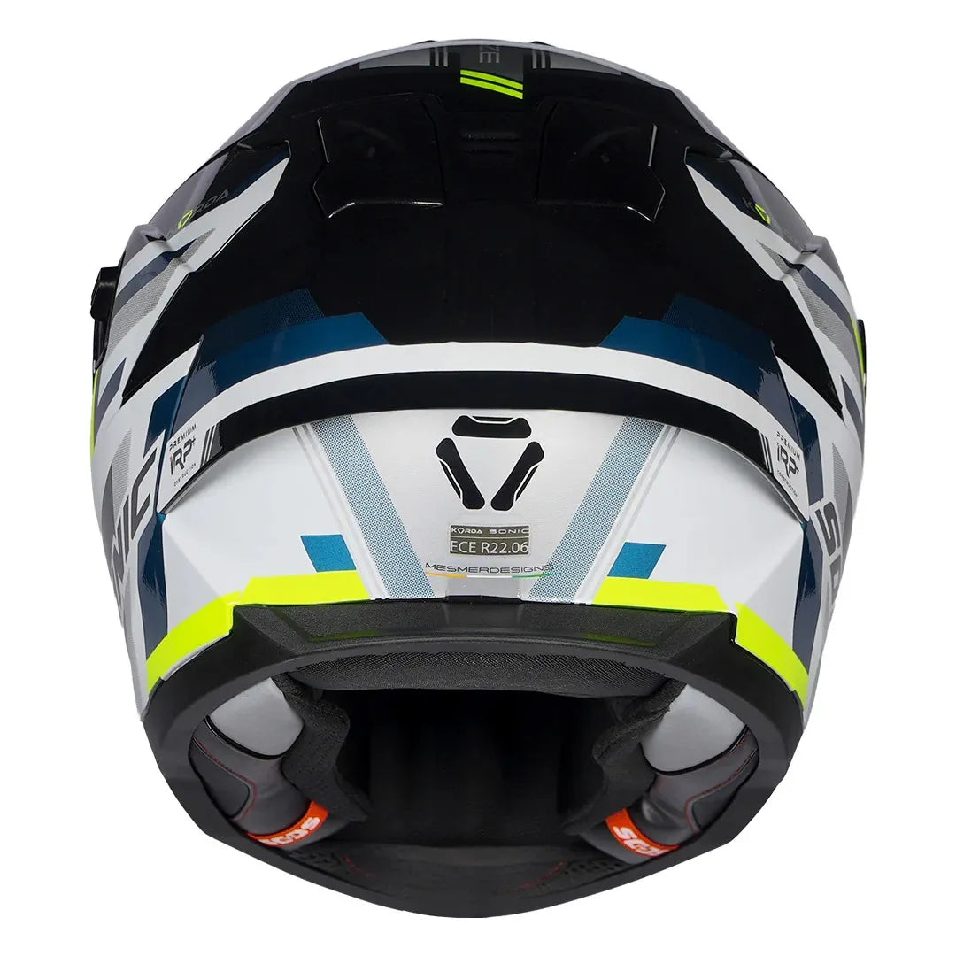 Korda Sonic Gp Moze Gray Fluorescent Yellow Full Face Helmet