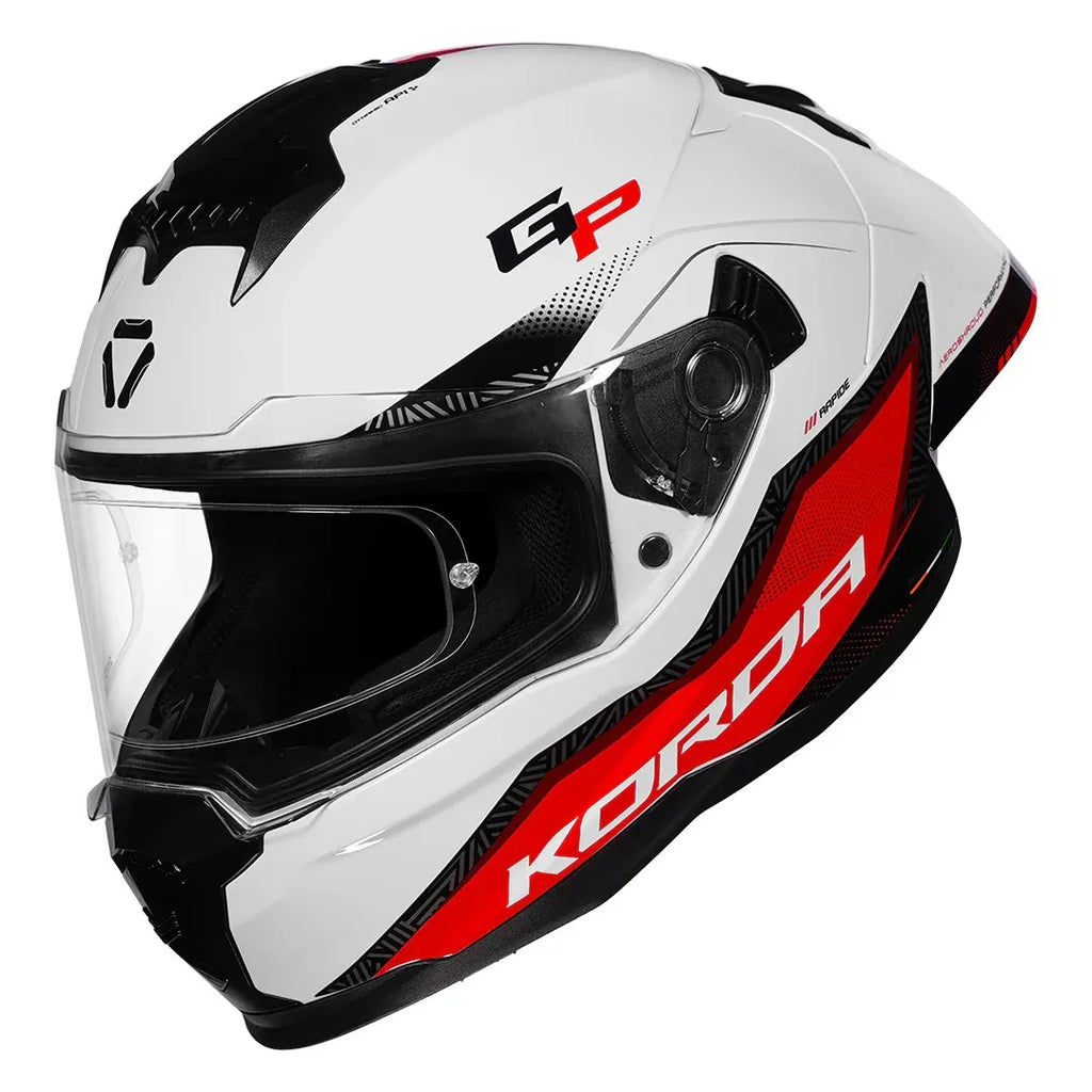 Korda Sonic Gp Rapide White Red Full Face Helmet