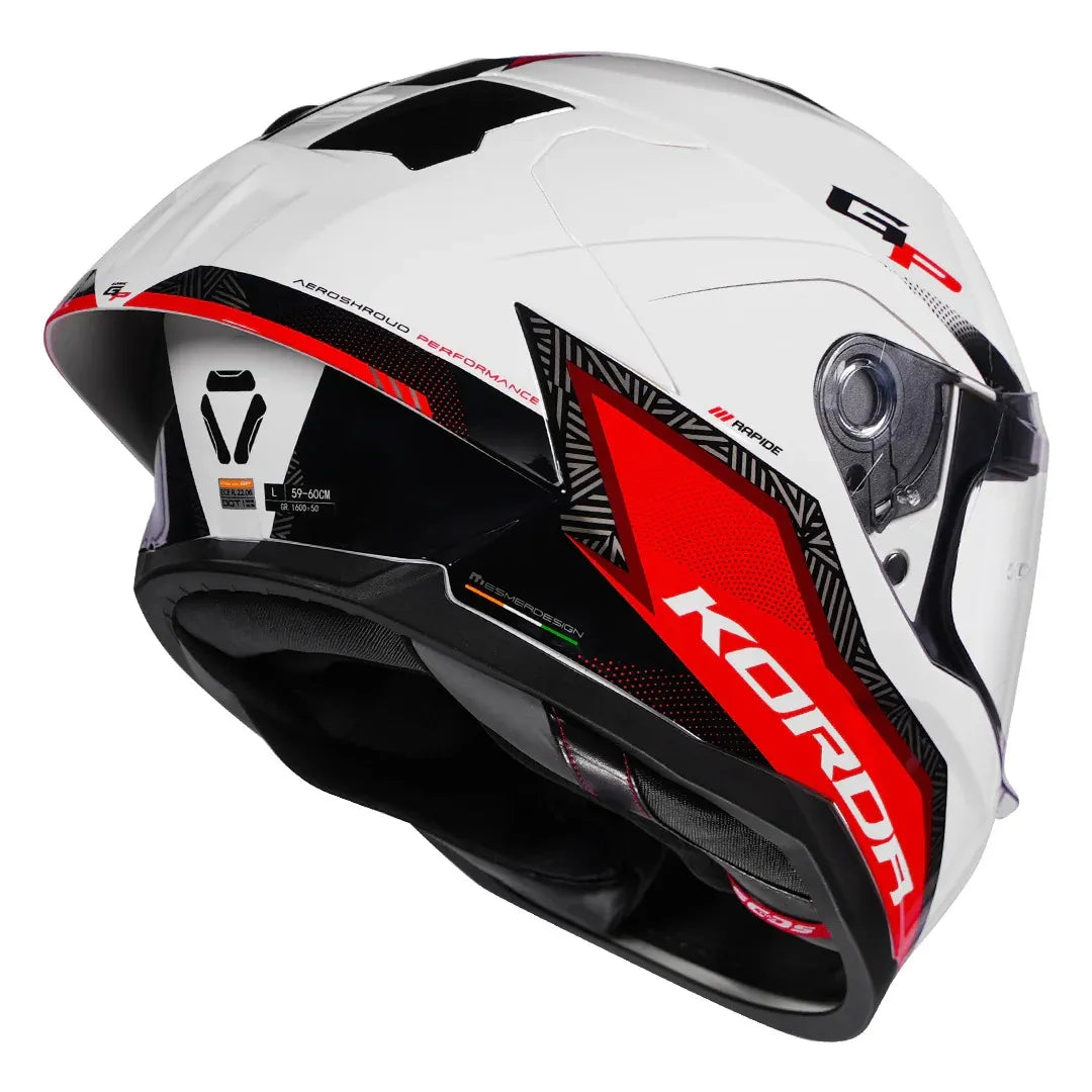 Korda Sonic Gp Rapide White Red Full Face Helmet