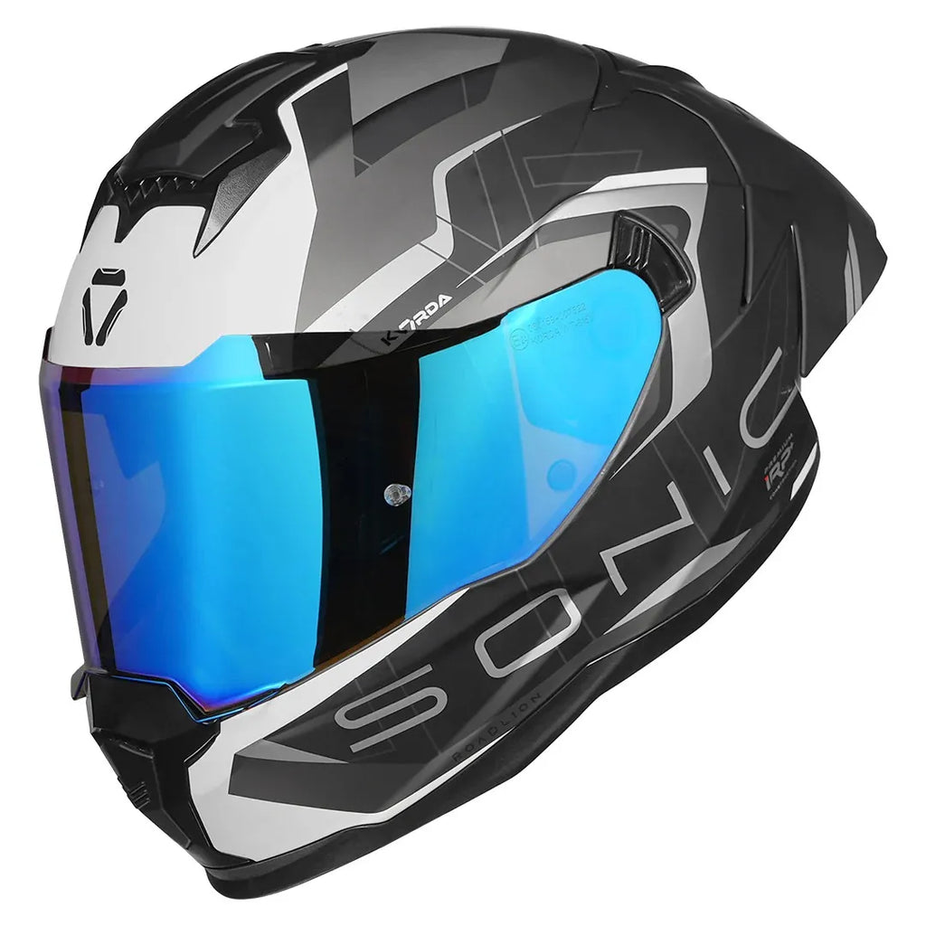 Korda Sonic Gp Roadlion Matt Black Gray Full Face Helmet