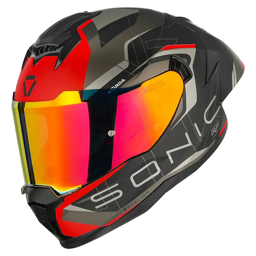 Korda Sonic Gp Roadlion Matt Black Red Full Face Helmet