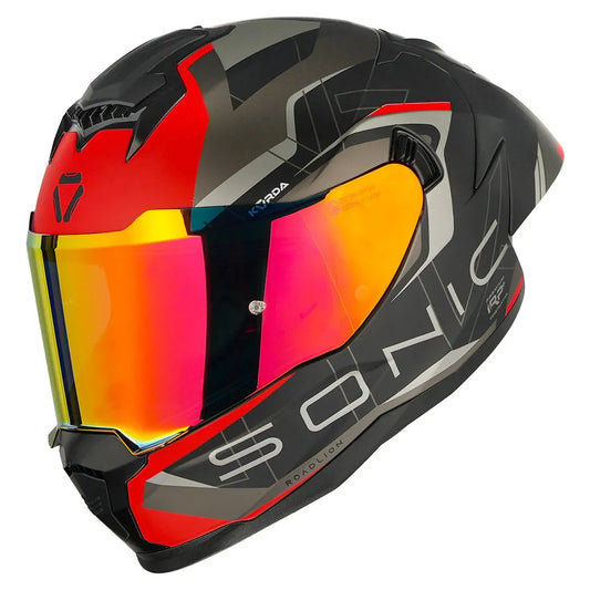 Korda Sonic Gp Roadlion Matt Black Red Full Face Helmet