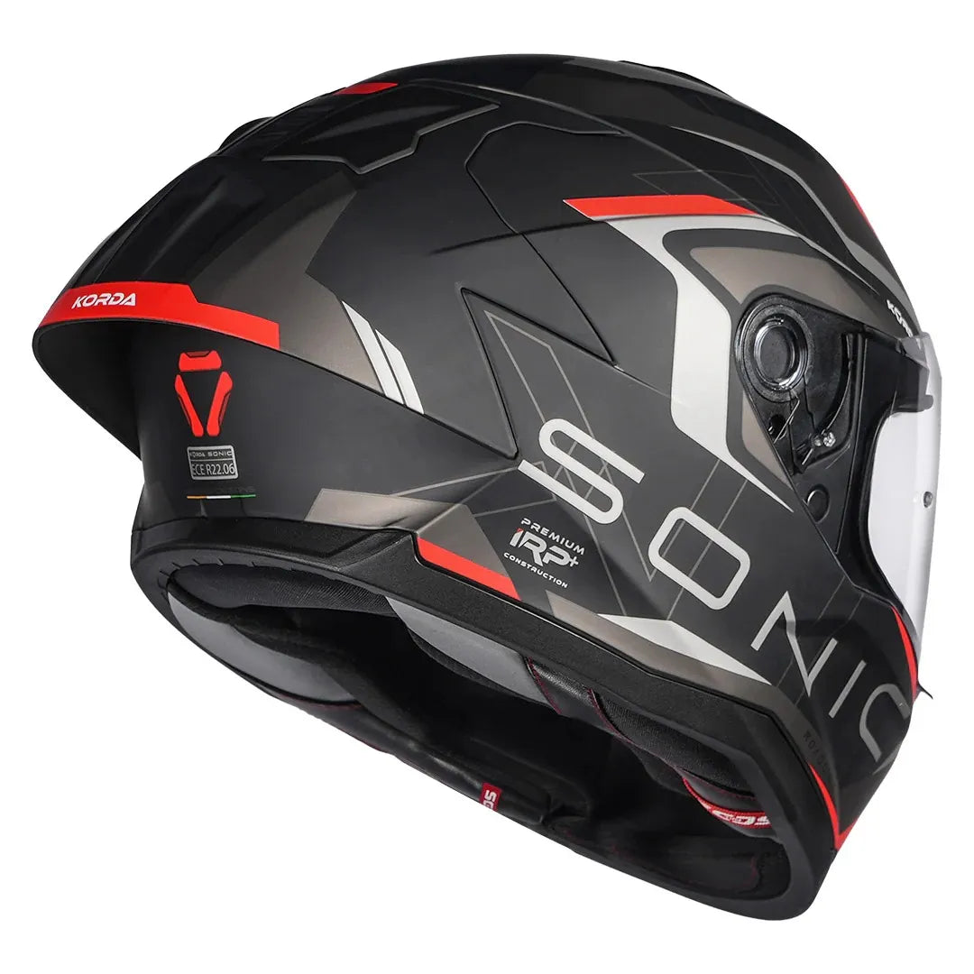 Korda Sonic Gp Roadlion Matt Black Red Full Face Helmet