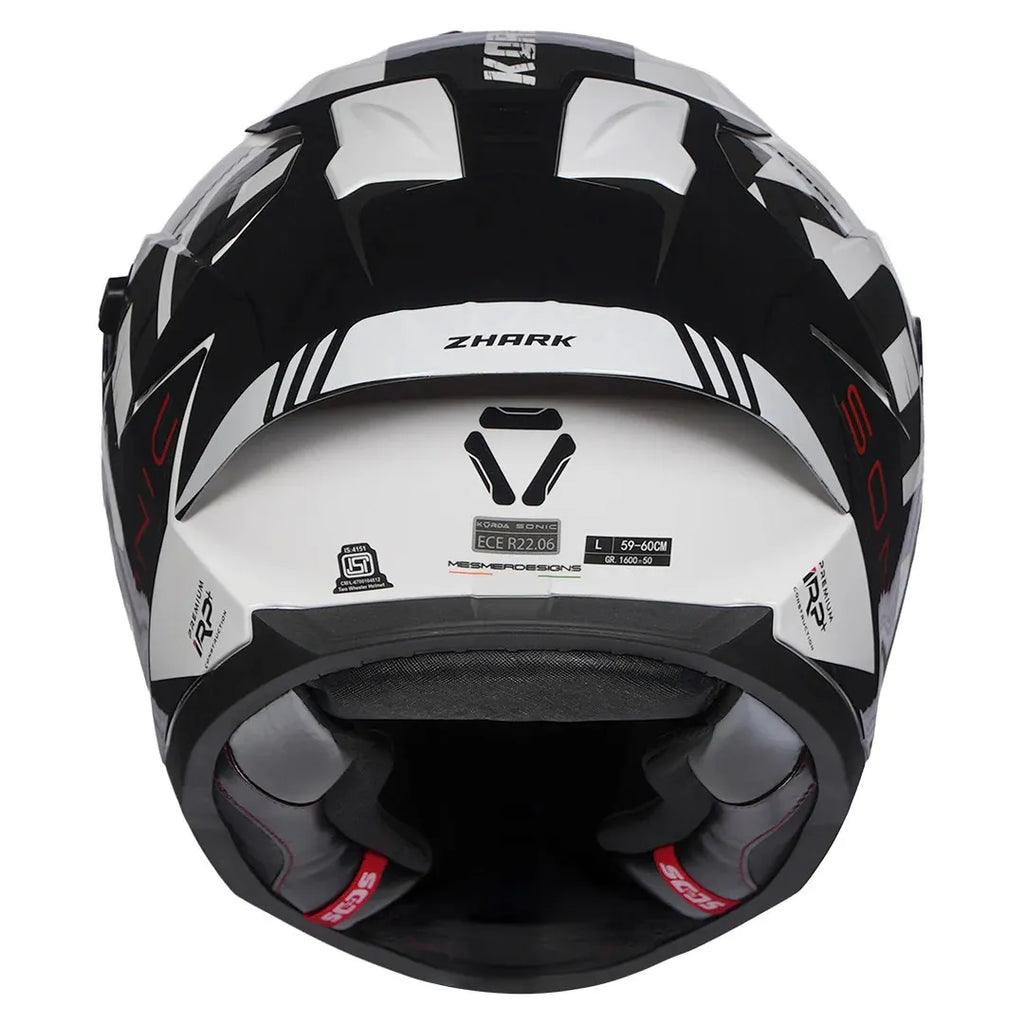 Korda Sonic Gp Zhark Black White Full Face Helmet