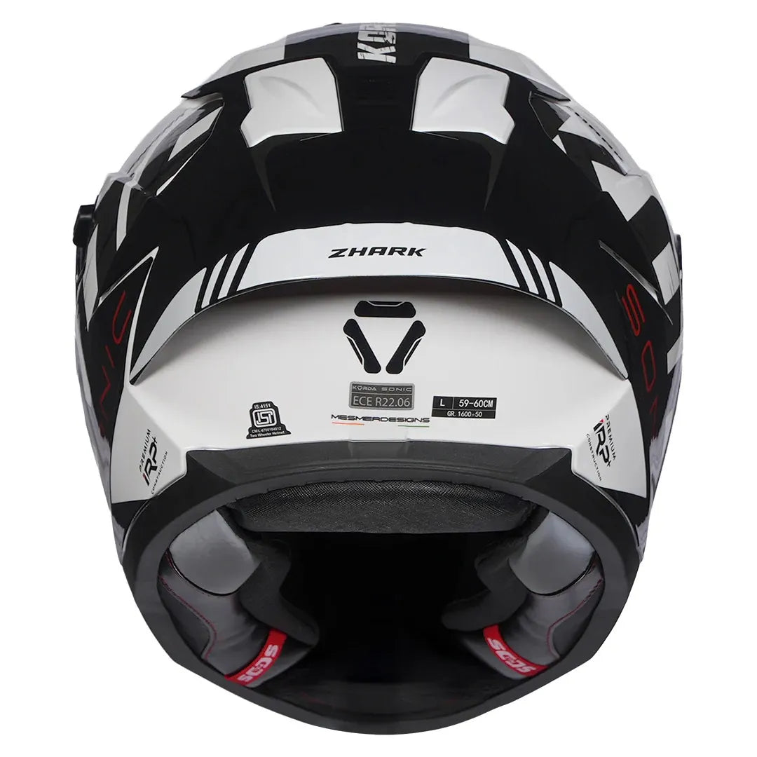 Korda Sonic Gp Zhark Black White Full Face Helmet