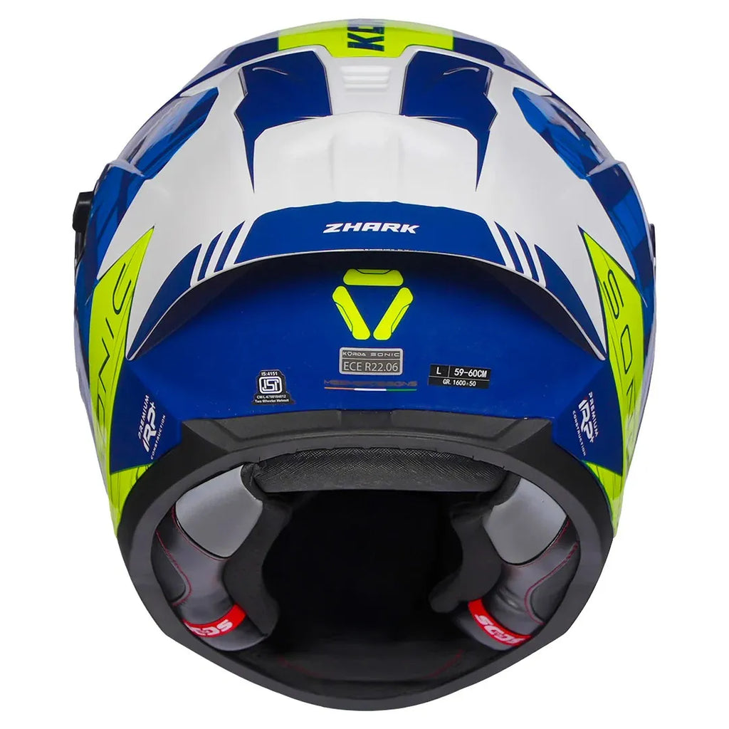 Korda Sonic Gp Zhark Blue White Full Face Helmet