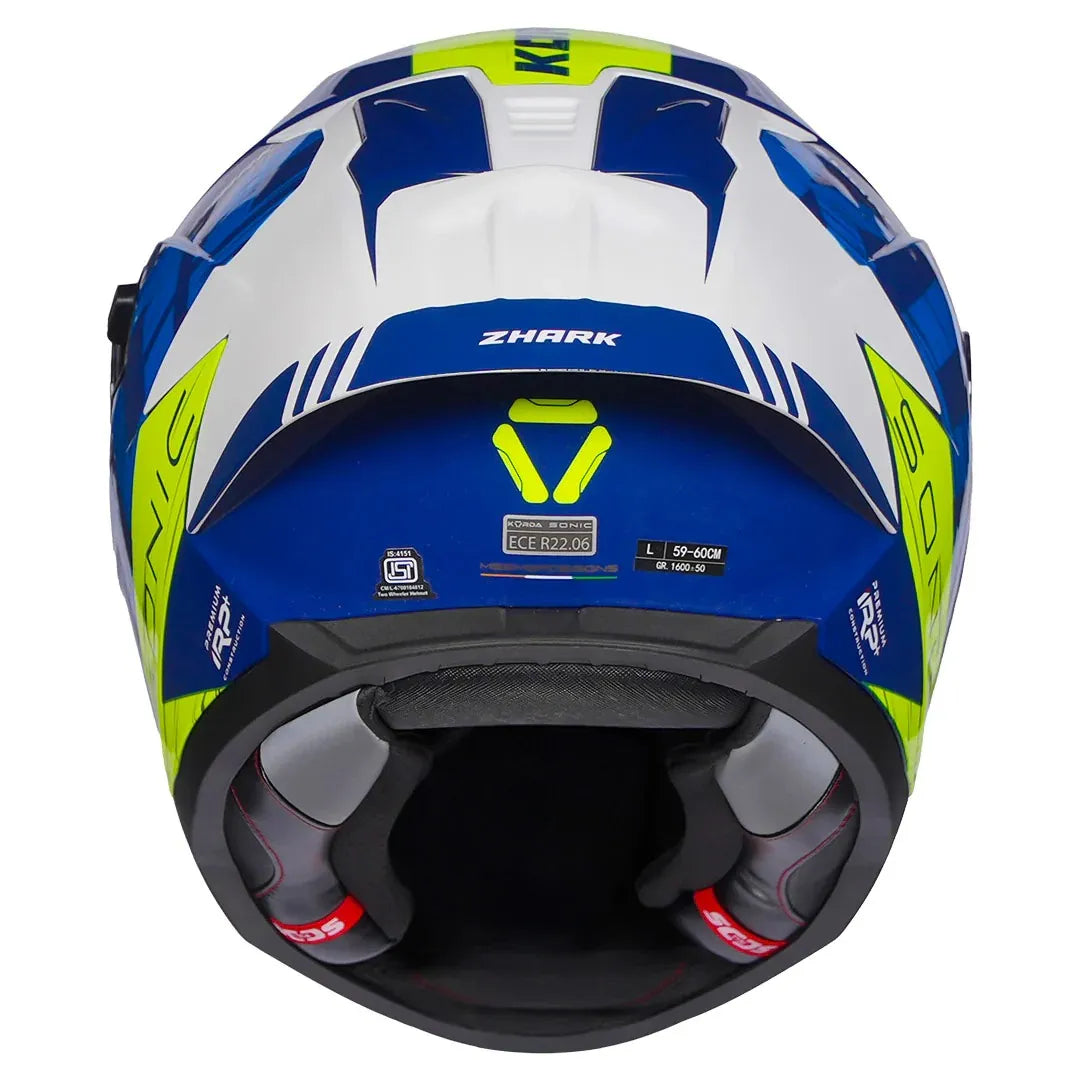 Korda Sonic Gp Zhark Blue White Full Face Helmet