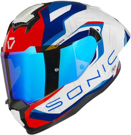 Korda Sonic Roadline White Red Blue Full Face Helmet