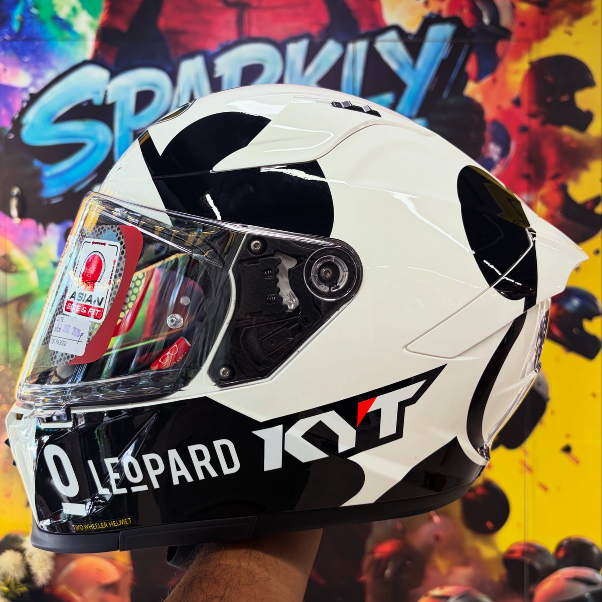 Kyt Striker Sv Leopard Panda White Black Helmet