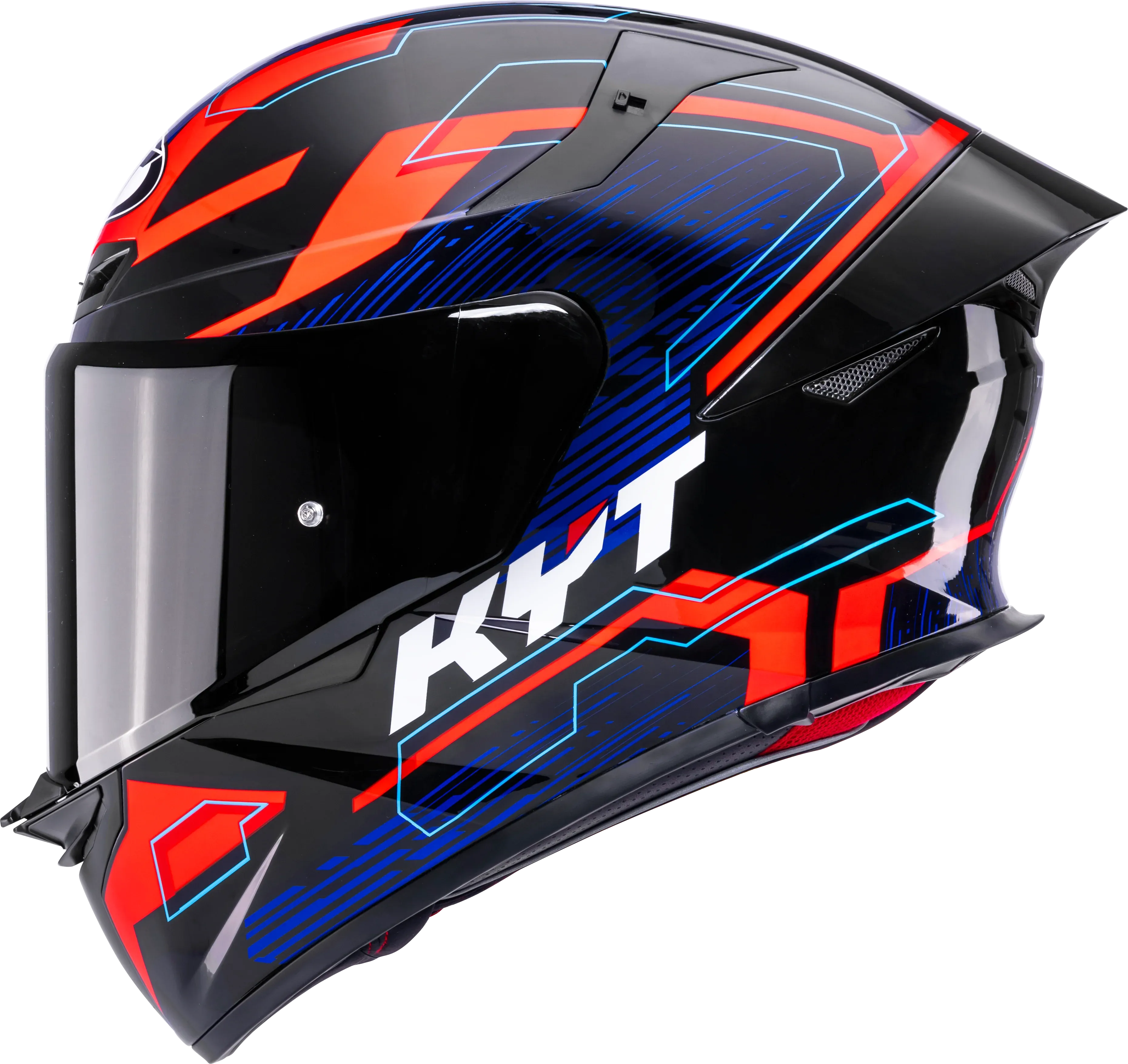 Kyt Tt Revo Speeding Gloss Black Red Blue Full Face Helemt
