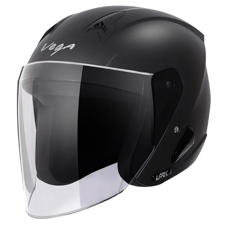 VEGA Lark Dull Black Half Face Helmet