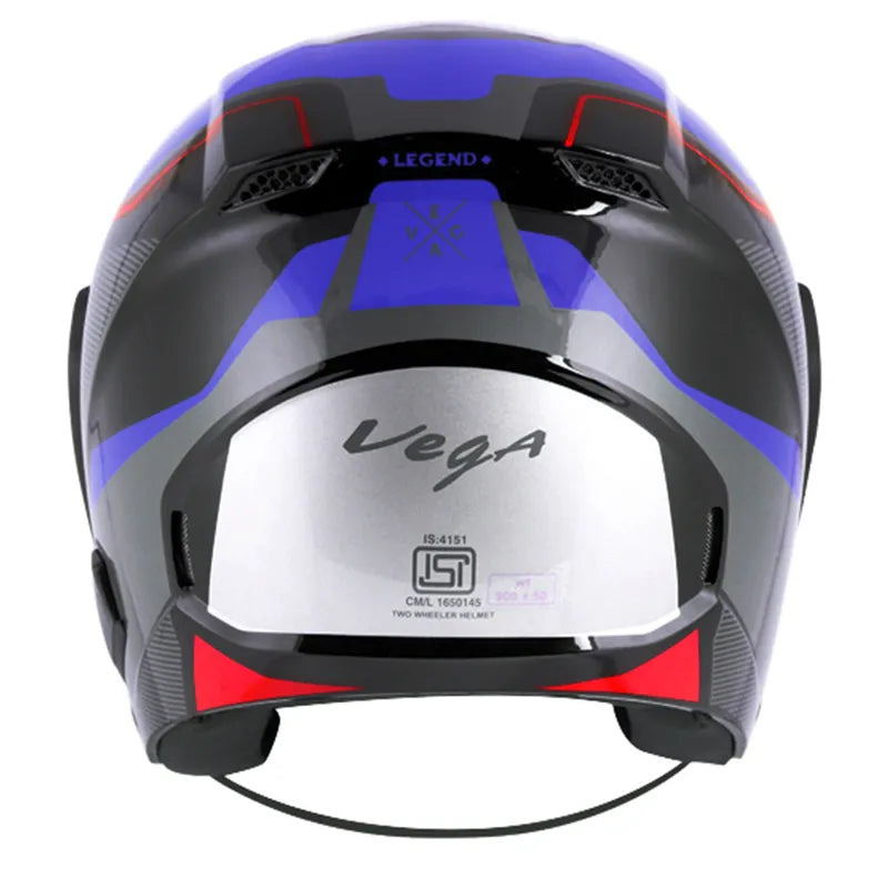 VEGA Lark Legend Black Blue Half Face Helmet