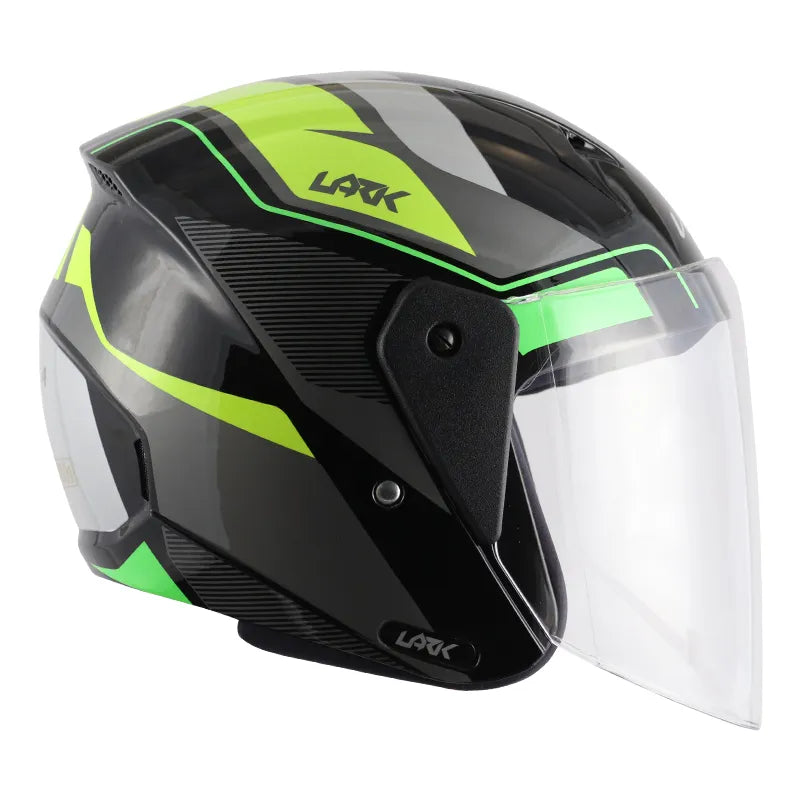 VEGA Lark Legend Black Neon Yellow Half Face Helmet