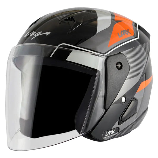 VEGA Lark Legend Black Orange Half Face Helmet