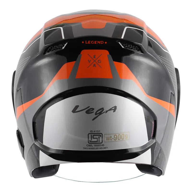 VEGA Lark Legend Black Orange Half Face Helmet