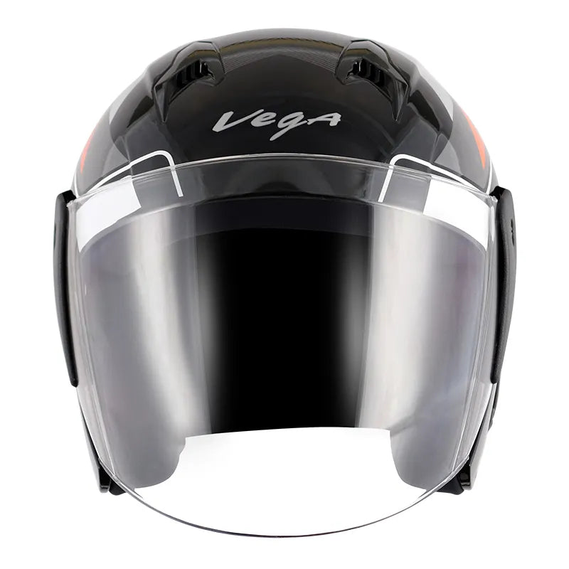 VEGA Lark Legend Black Orange Half Face Helmet