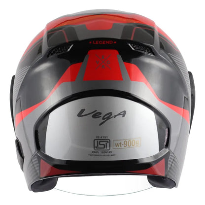 VEGA Lark Legend Black Red Half Face Helmet