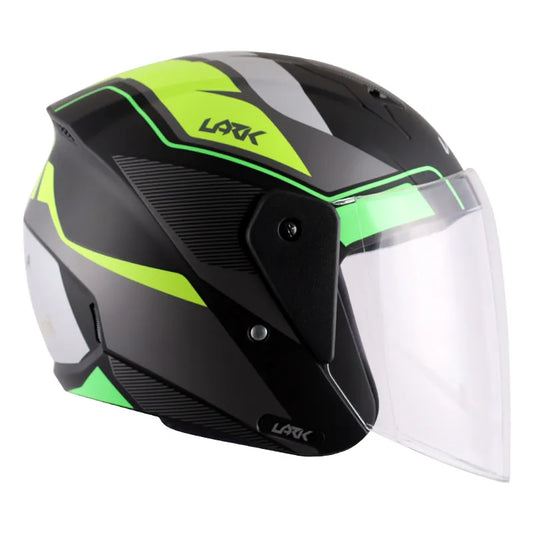 VEGA Lark Legend Dull Black Neon Yellow Half Face Helmet