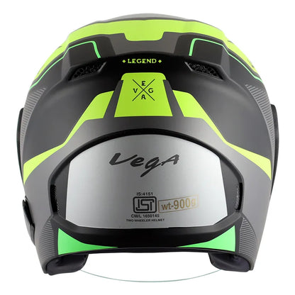 VEGA Lark Legend Dull Black Neon Yellow Half Face Helmet