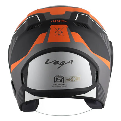 VEGA Lark Legend Dull Black Orange Half Face Helmet