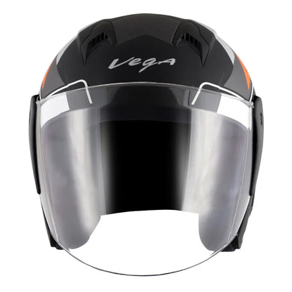 VEGA Lark Legend Dull Black Orange Half Face Helmet
