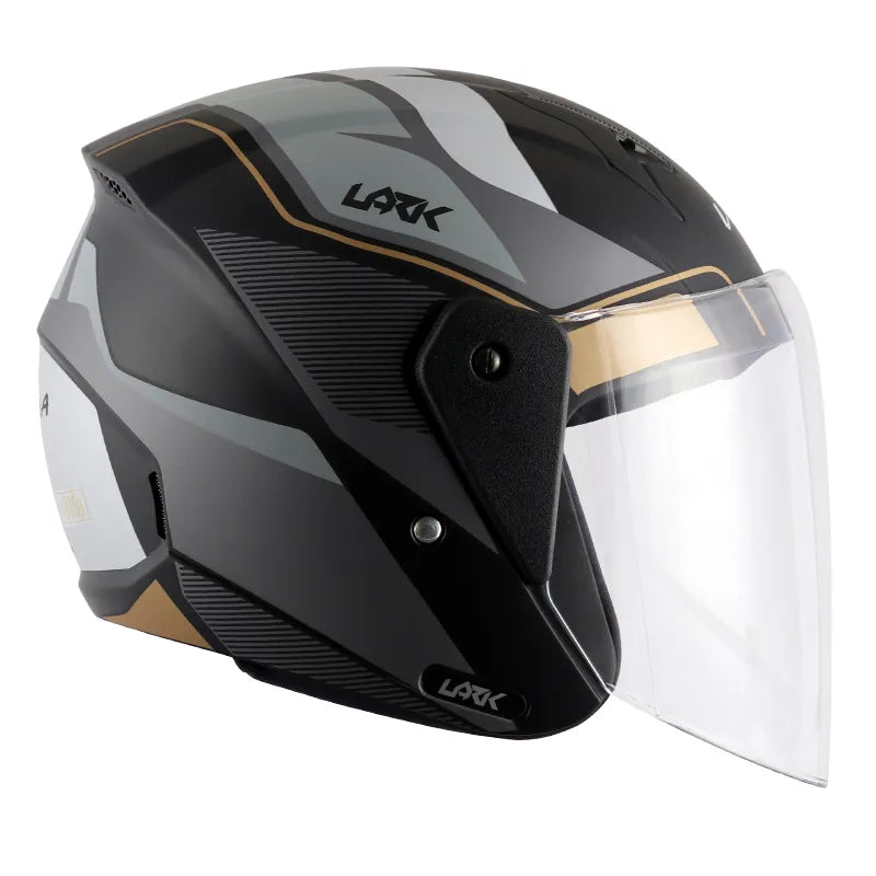VEGA Lark Legend Dull Black Silver Half Face Helmet