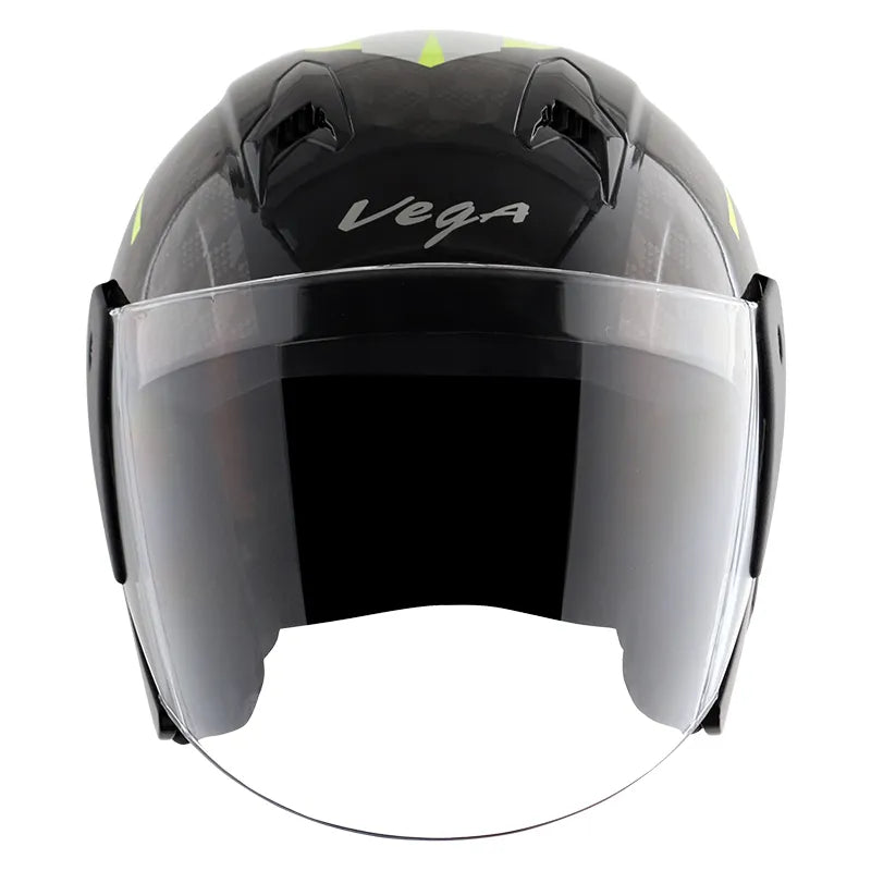 VEGA Lark Twist Black Neon Yellow Half Face Helmet