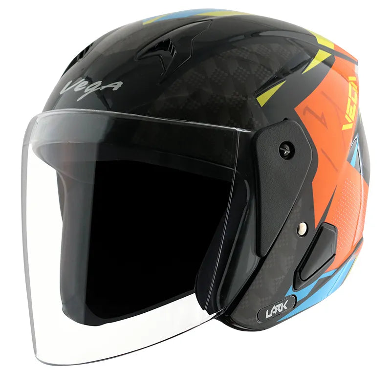 VEGA Lark Twist Black Orange Half Face Helmet