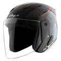 VEGA Lark Twist Black Red Half Face Helmet