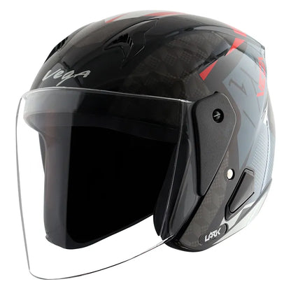 VEGA Lark Twist Black Red Half Face Helmet