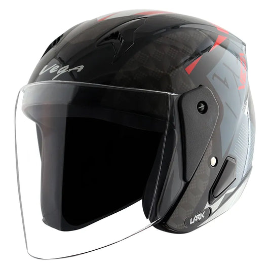 VEGA Lark Twist Black Red Half Face Helmet