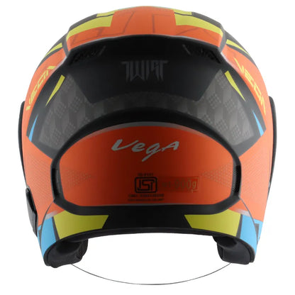 VEGA Lark Twist Dull Black Orange Half Face Helmet