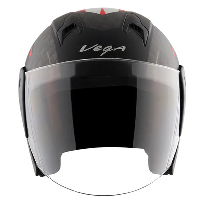 VEGA Lark Twist Dull Black Red Half Face Helmet