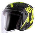 VEGA Lark Victor Black Neon Yellow Half Face Helmet