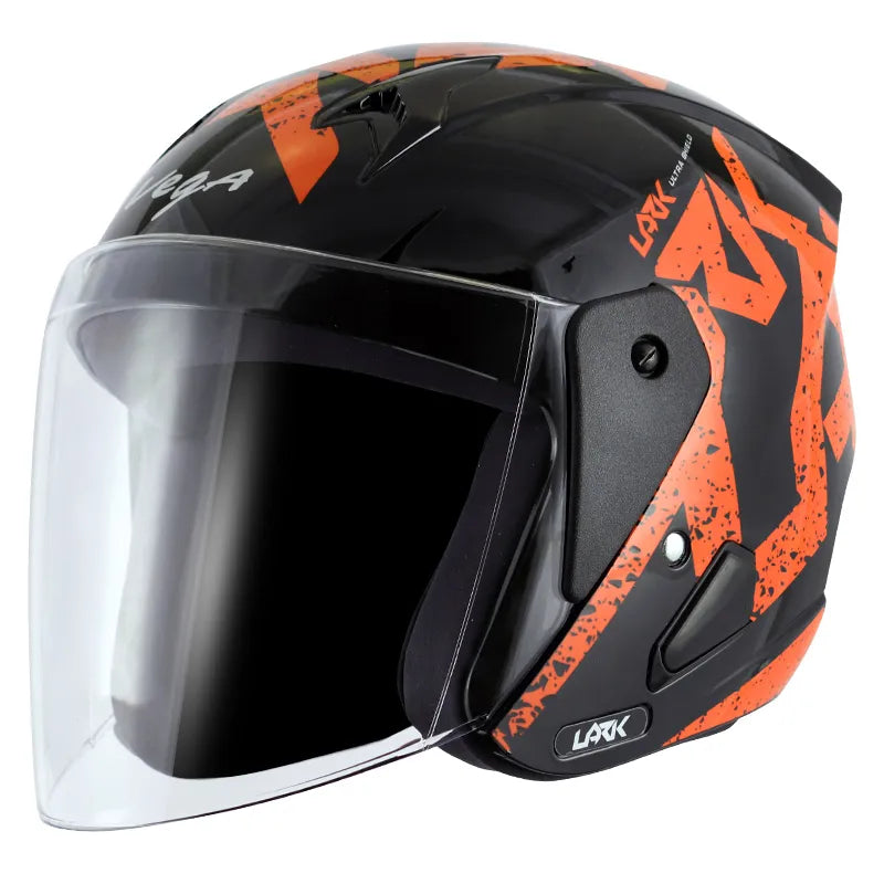 VEGA Lark Victor Black Orange Half Face Helmet