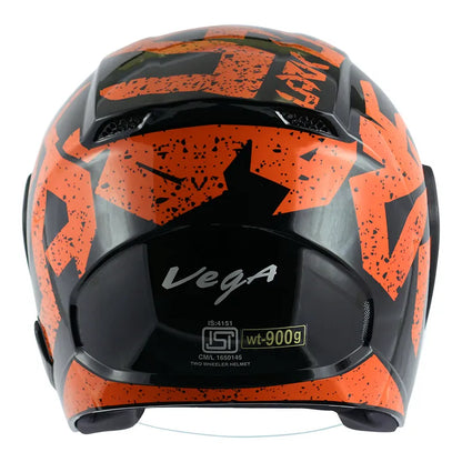VEGA Lark Victor Black Orange Half Face Helmet