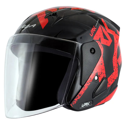 VEGA Lark Victor Black Red Half Face Helmet