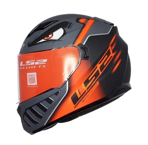 LS2 320 Badas Black Neon Orange Full Face Helmet