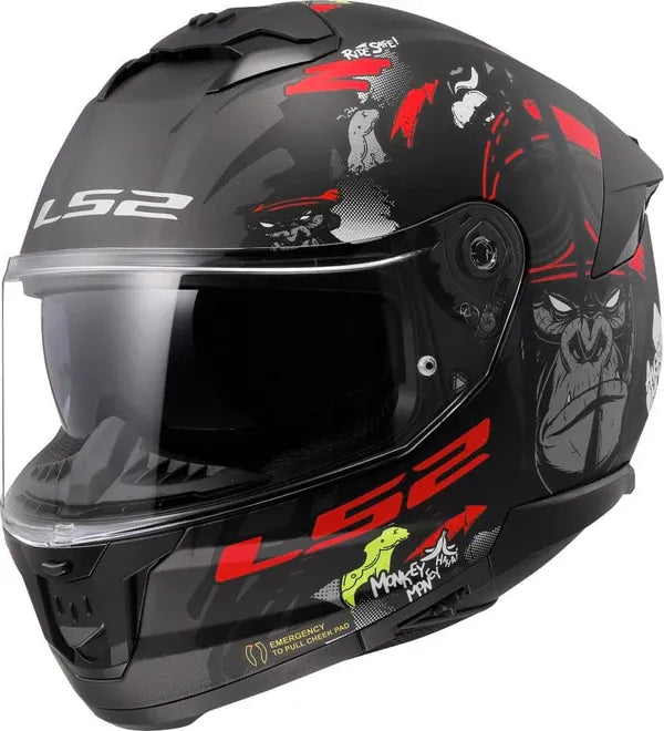 Ls2 FF 320 Stream 11 Angry Monkey Matt Black Red Full Face Helmet