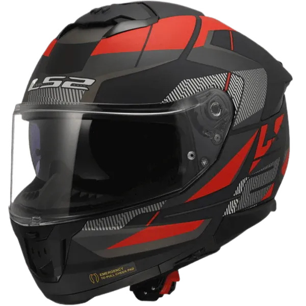 Ls2 FF 320 Stream 11 Road Gloss Black Titanium Red Full Face Helmet