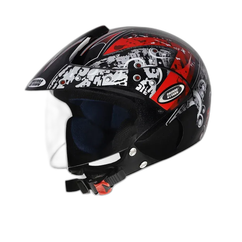 STUDDS Marshall Kids Black Red Half Face Helmet