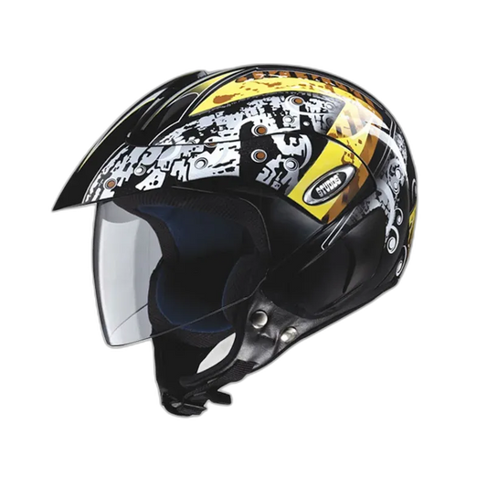 STUDDS Marshall Kids Black Yellow Half Face Helmet