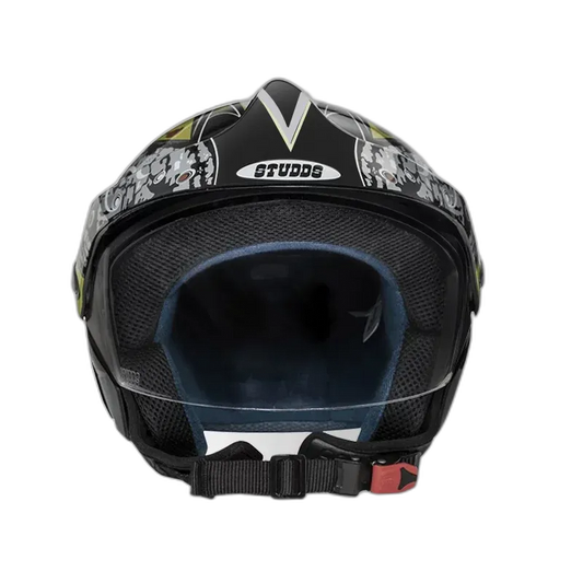 STUDDS Marshall Kids Black Yellow Half Face Helmet