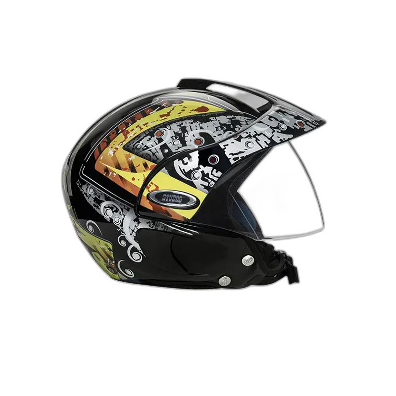 STUDDS Marshall Kids Black Yellow Half Face Helmet